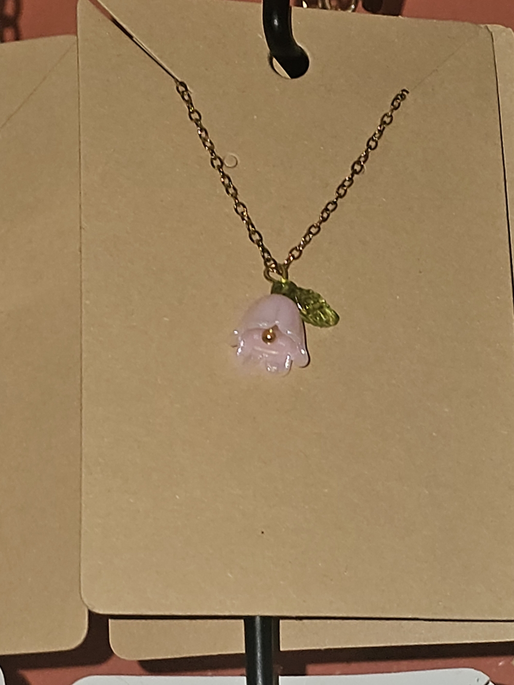 Delicate Pink Flower Pendant Necklace - Women Jewelry